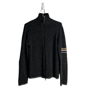 Private Member Men’s Marled Black Knit Sweater Full Zip Jacket